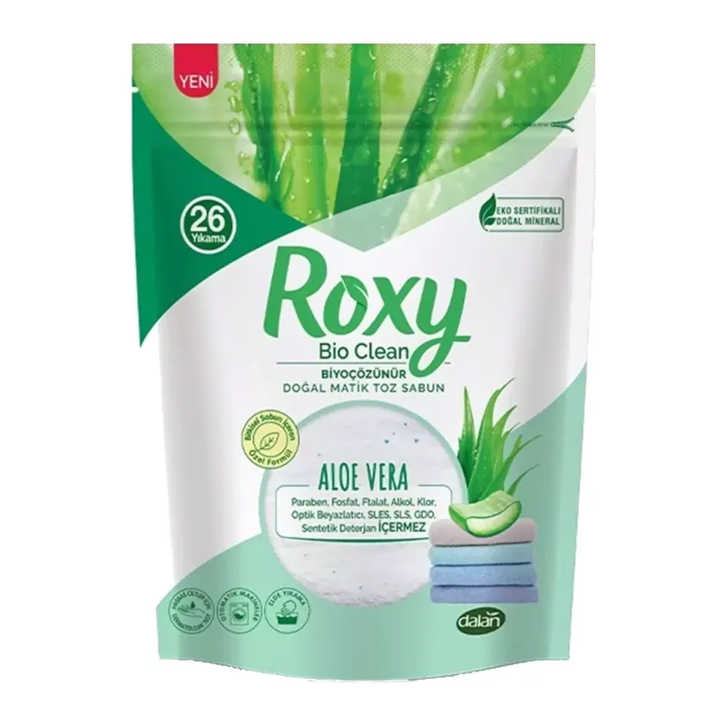 پودر صابون ماشین لباسشویی رکسی ROXY با رایحه Aloe Vera قابل استفاده برای لباس نوزادان حجم 800 میل